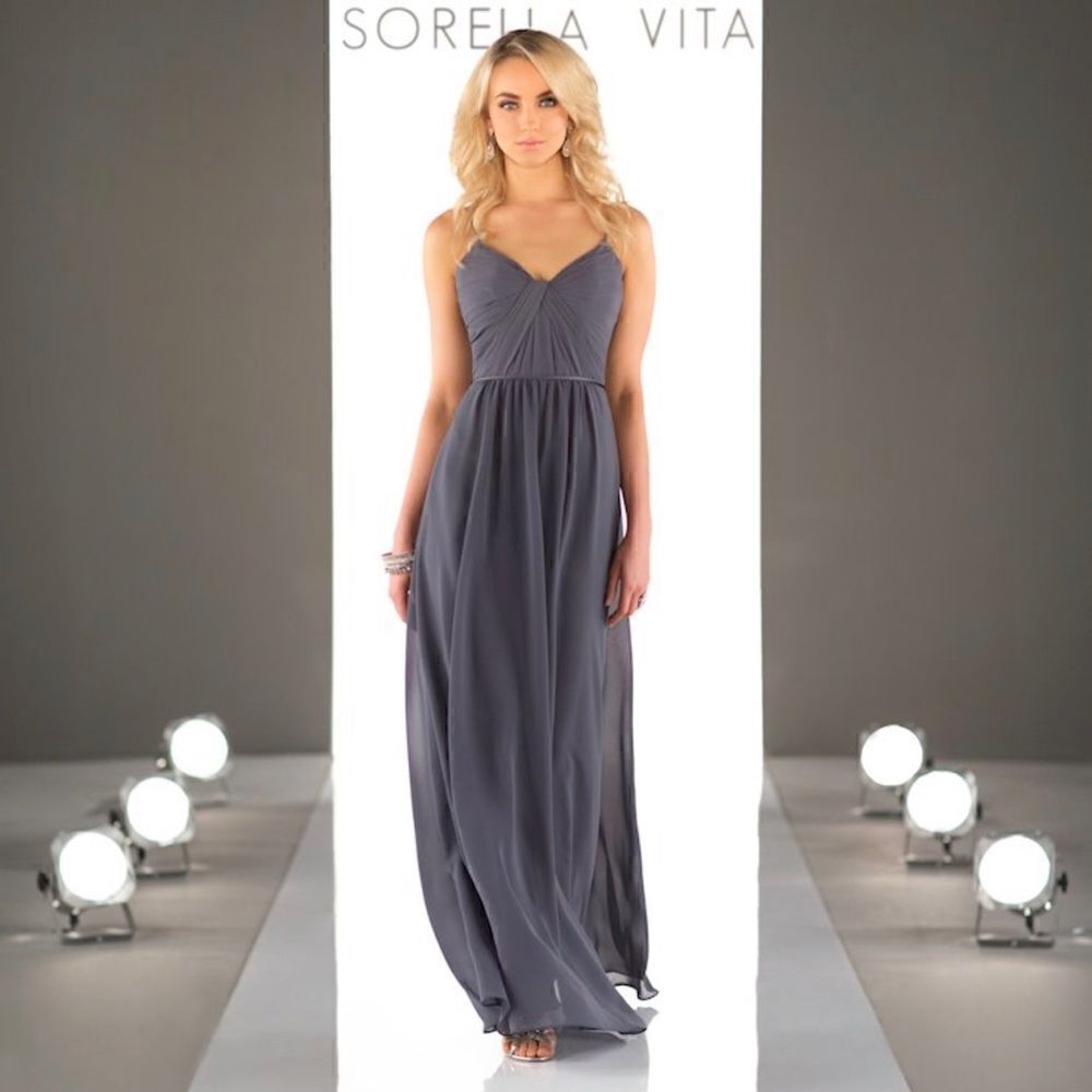 Sorella Vita Charcoal Style 8746 Maxi Dress Sz 10
